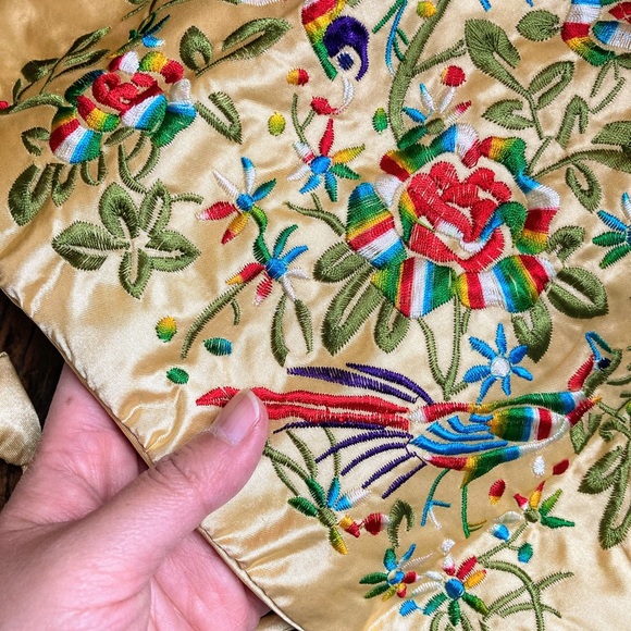 NWT Asian gold silk jewelry roll travel organizer - Picture 2 of 11